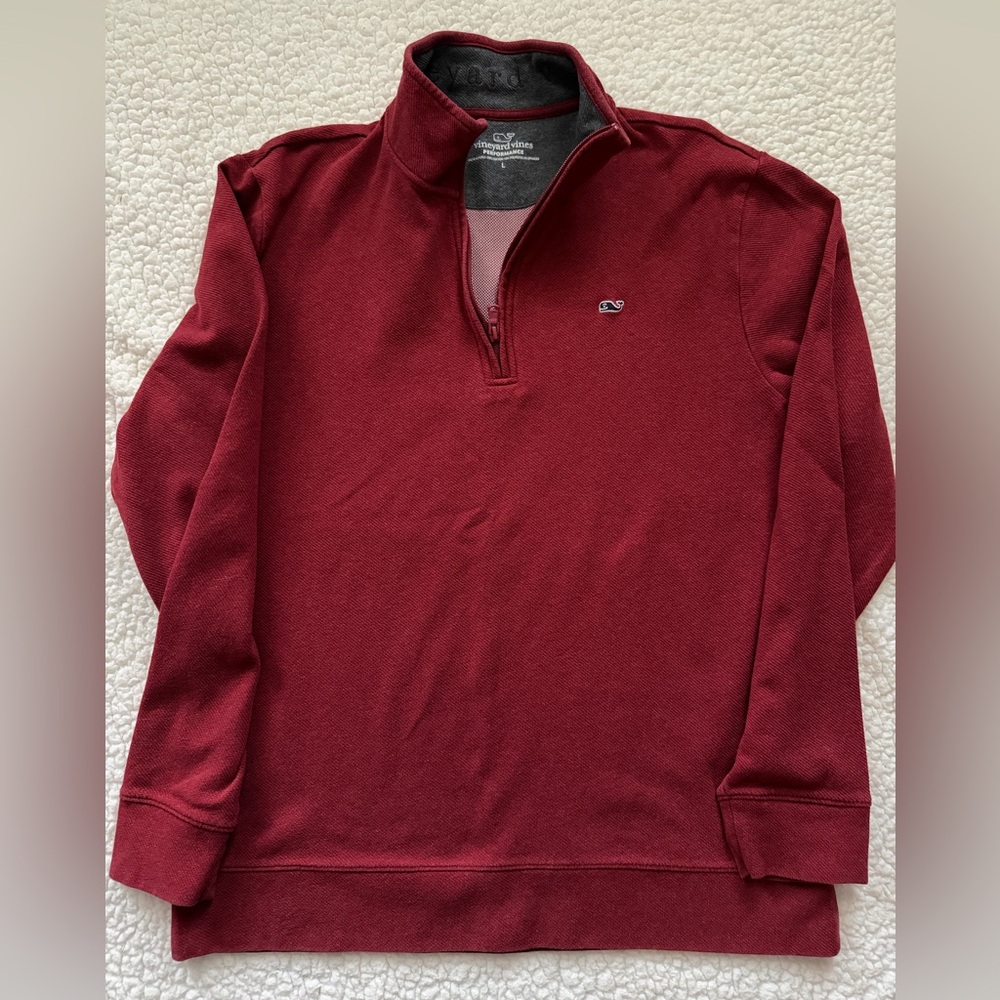 Vineyard Vines Men's Burgundy Quarter Zip-Up